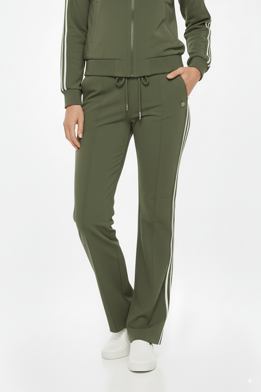 Mi Piace Groene Trainingsbroek Dames – Sportieve Broek met Strepen - BlushFashionstore