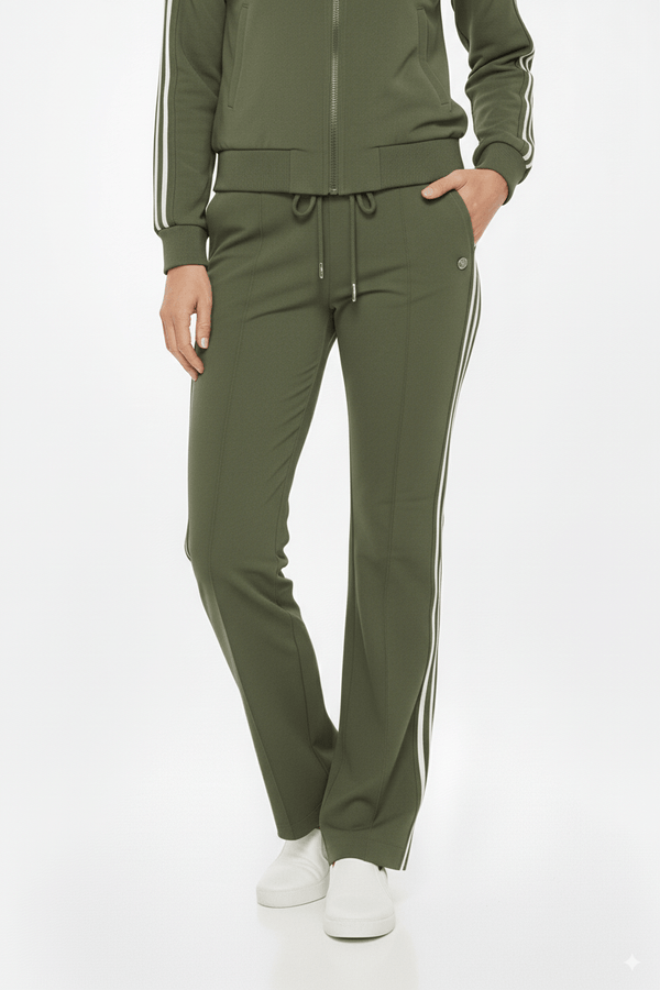 Mi Piace Groene Trainingsbroek Dames – Sportieve Broek met Strepen - BlushFashionstore