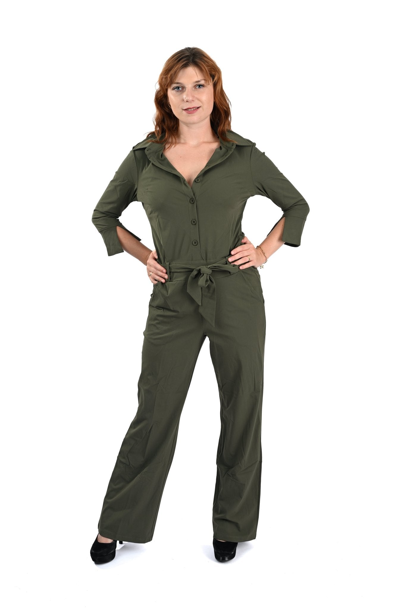 Mi Piace Jumpsuit met Ceintuur – Diepgroen - BlushFashionstore