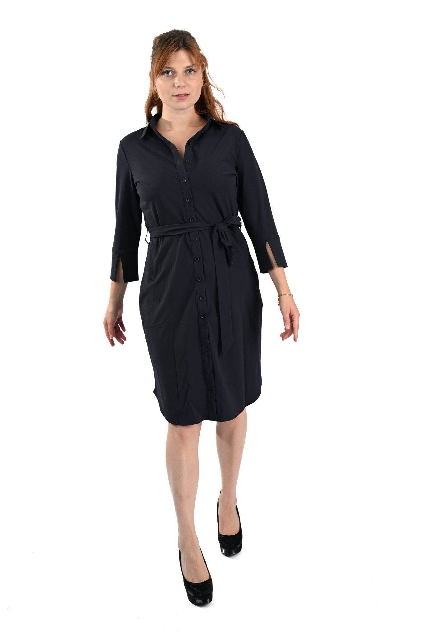 Mi Piace Jurk met Strikceintuur – Dark Blue - BlushFashionstore