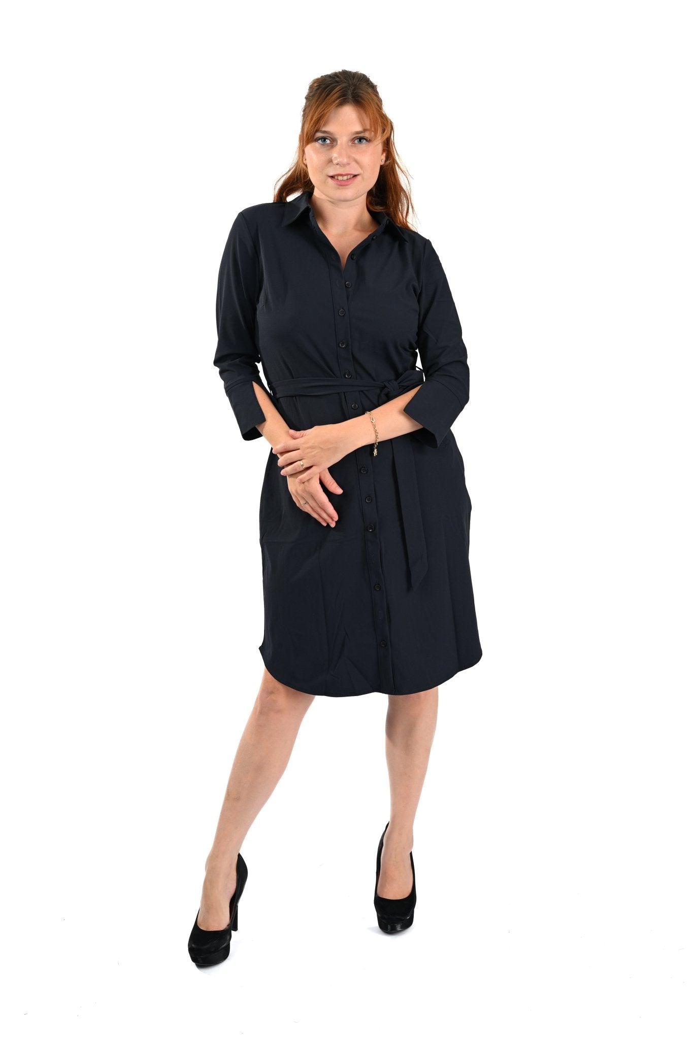Mi Piace Jurk met Strikceintuur – Dark Blue - BlushFashionstore