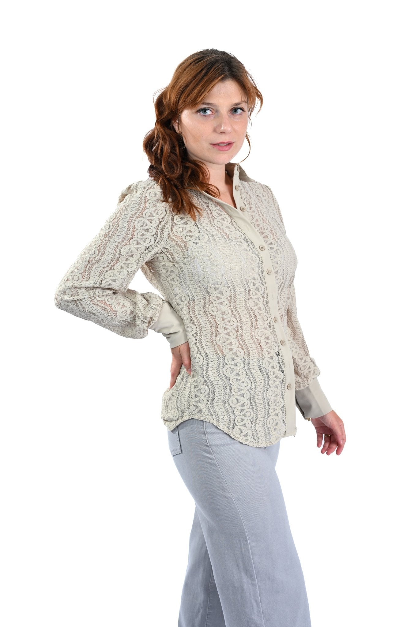 Mi Piace Kantblouse – Beige Elegantie - BlushFashionstore