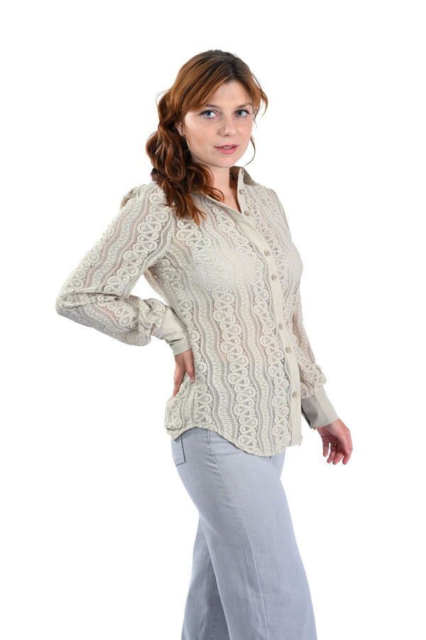 Mi Piace Kantblouse – Beige Elegantie - BlushFashionstore