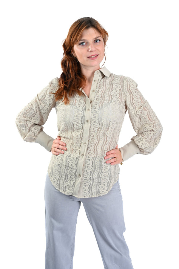 Mi Piace Kantblouse – Beige Elegantie - BlushFashionstore