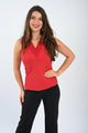 Mi Piace Mouwloze Top met Kant – Dark Red - BlushFashionstore