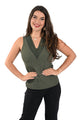 Mi Piace Mouwloze Top met Kant – Deep Depth Groen - BlushFashionstore