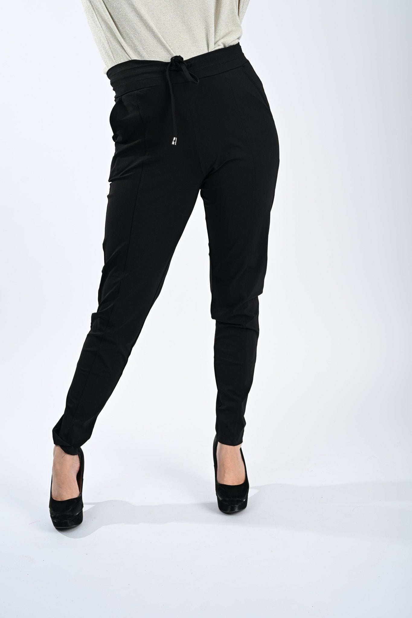 Mi Piace Skinny Broek met Trekkoord Black - BlushFashionstore