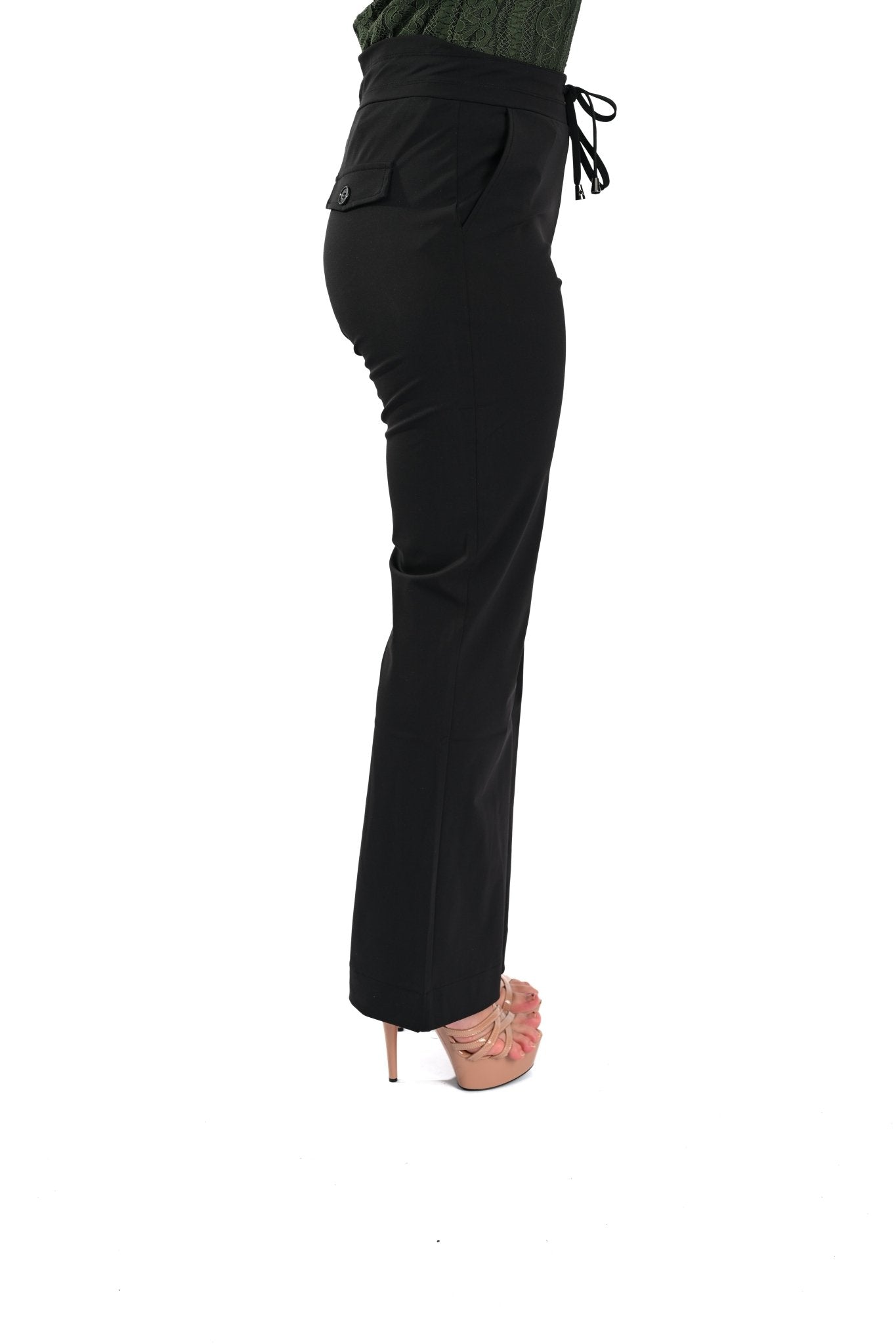 Mi Piace Straight Broek met Trekkoord – Black - BlushFashionstore