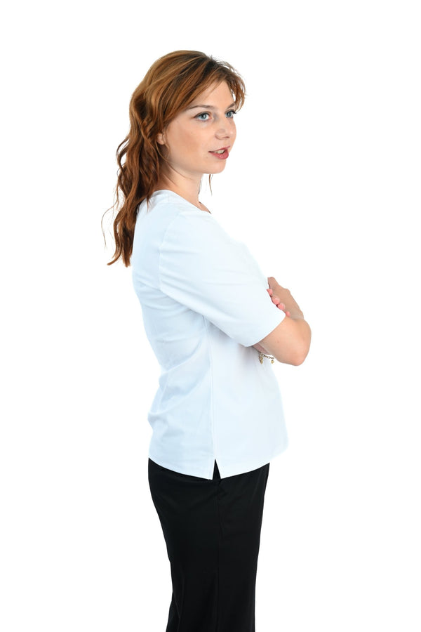 Mi Piace V - hals T-shirt – Wit Basics met Klasse - BlushFashionstore