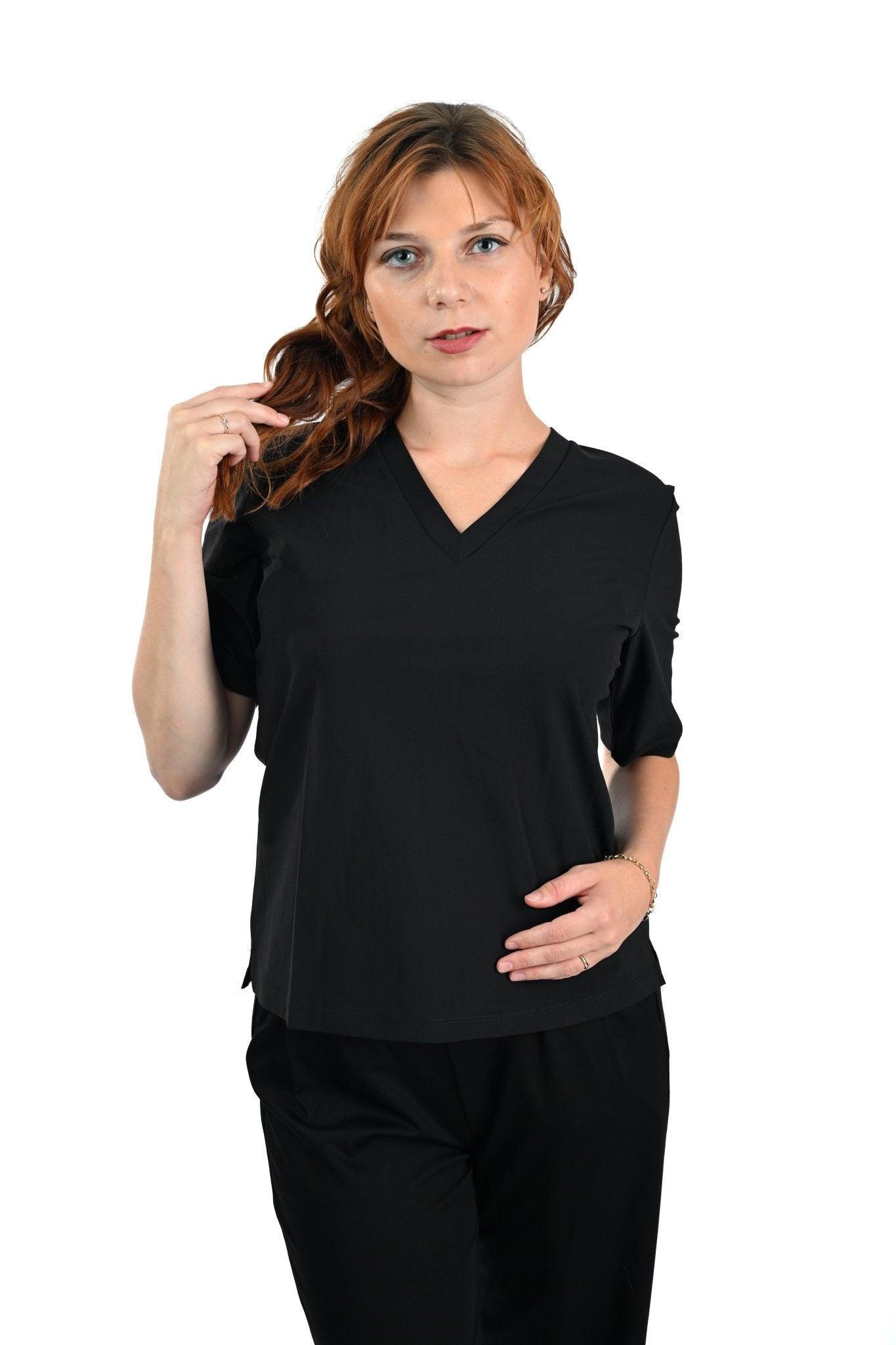 Mi Piace V - hals T-shirt – Zwart Tijdloos & Elegant - BlushFashionstore