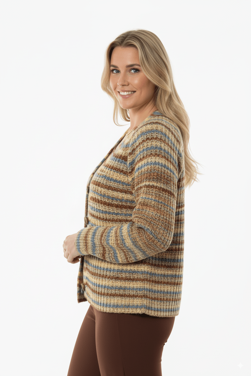 Multicolor Gestreept Vest met Knoopsluiting - BlushFashionstore