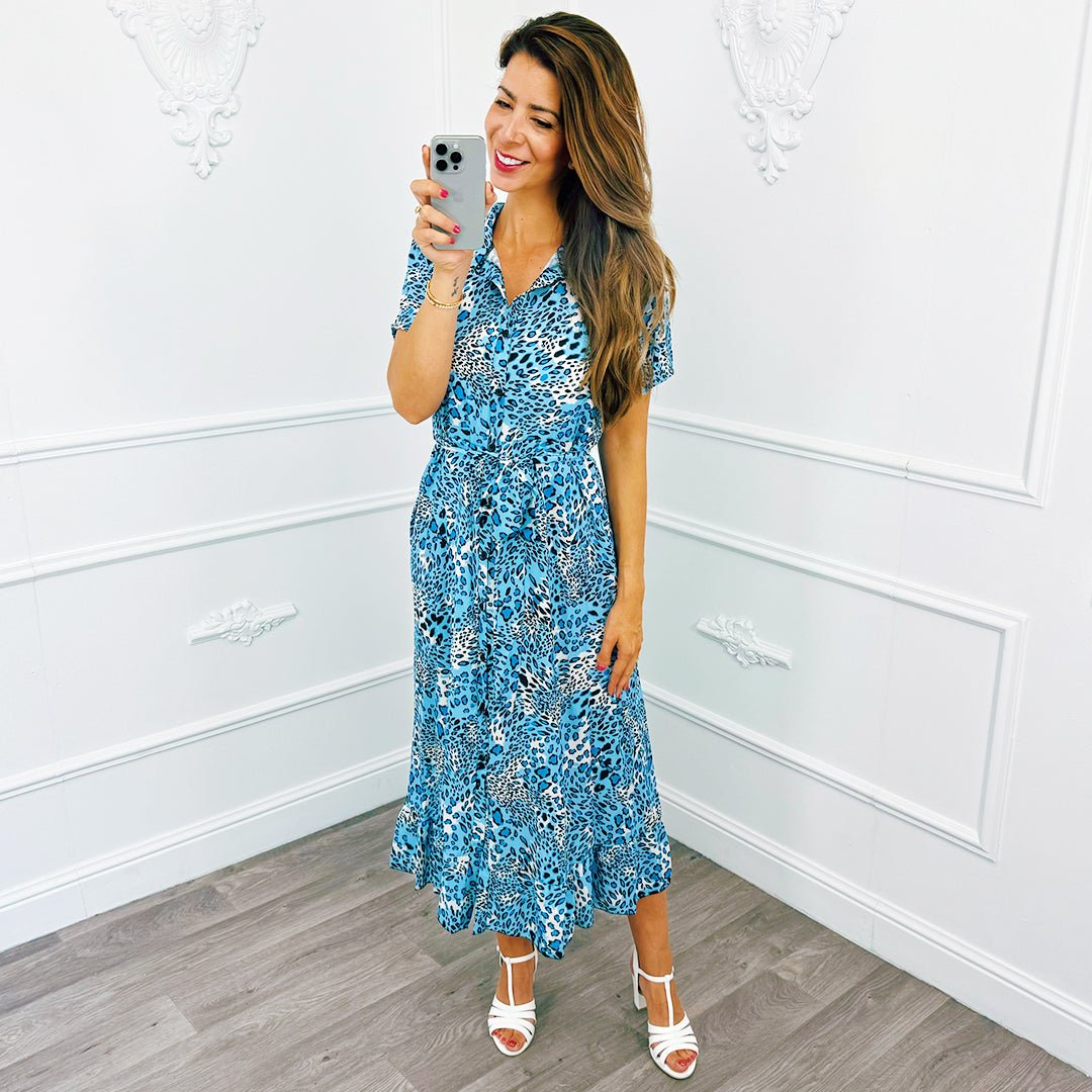 Panter Blouse Dress Blauw - BlushFashionstore