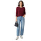 Pearl Sweater Maroon - Bordeauxrode Trui met Parels voor Dames