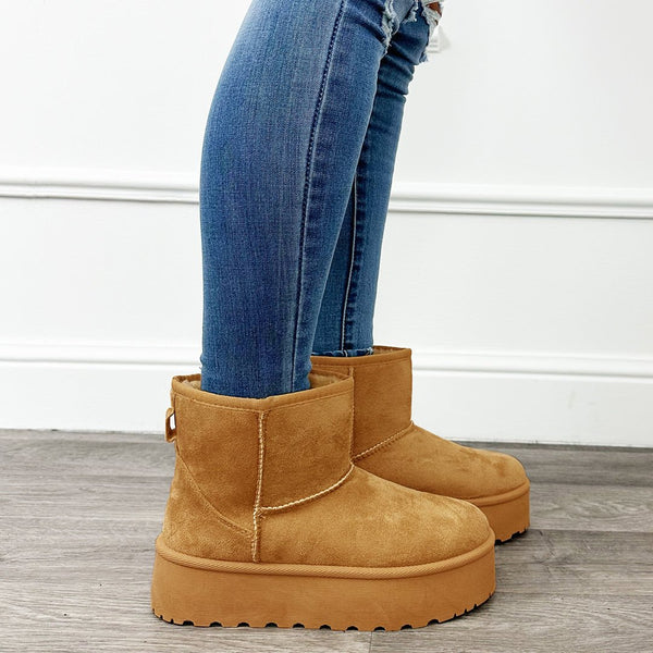 Platform Boots Mini Camel - BlushFashionstore