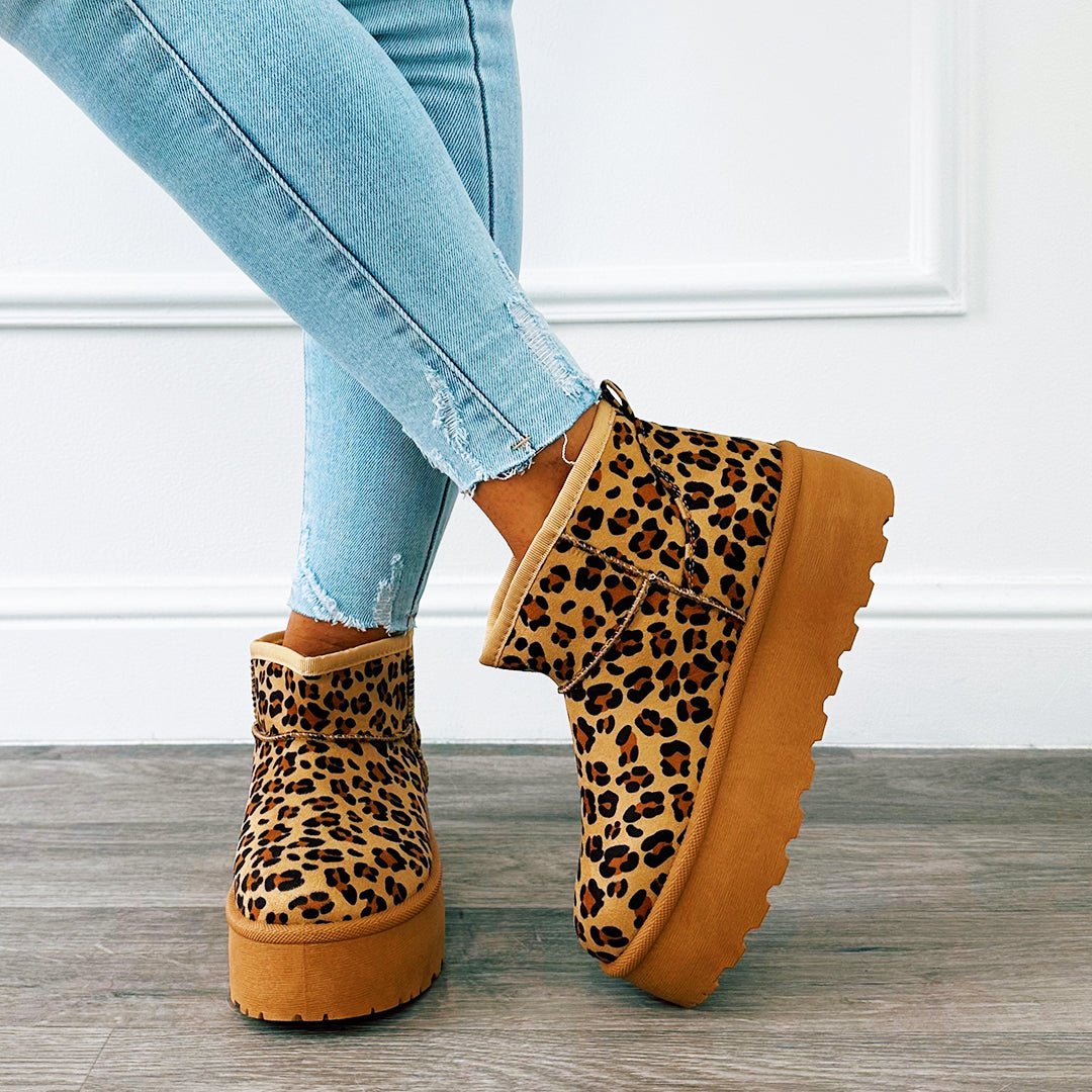 Platform Boots Mini Panter - BlushFashionstore