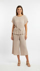 Pleated Beige Plissé Co - ord Set met Top en Wijde Broek - BlushFashionstore