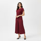 Pleated Bordeauxrode Plissé Co - ord Set met Top en Wijde Broek - BlushFashionstore