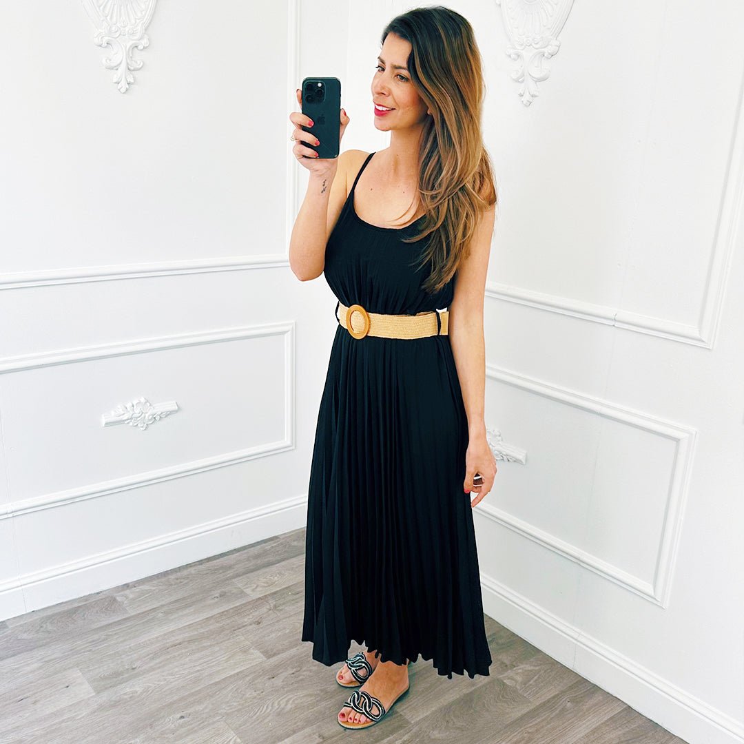 Plisse Jurk Zwart - BlushFashionstore