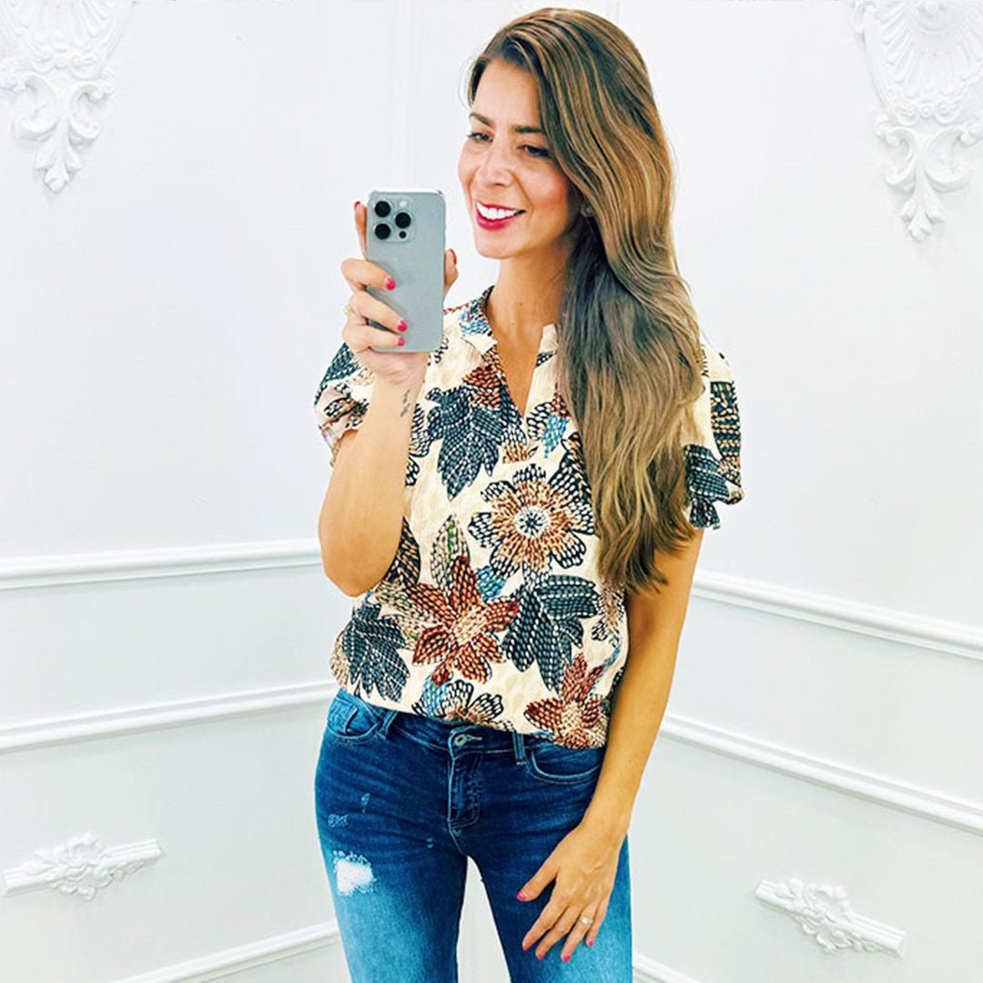 Pofmouw Top Flower Zwart - BlushFashionstore