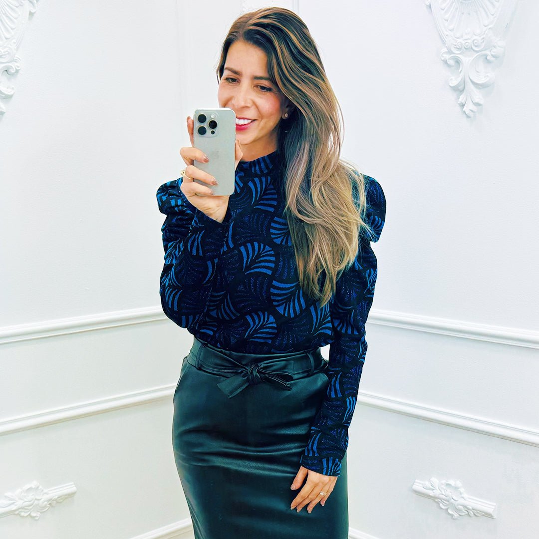 Pofmouw Top Lurex Kobalt - BlushFashionstore