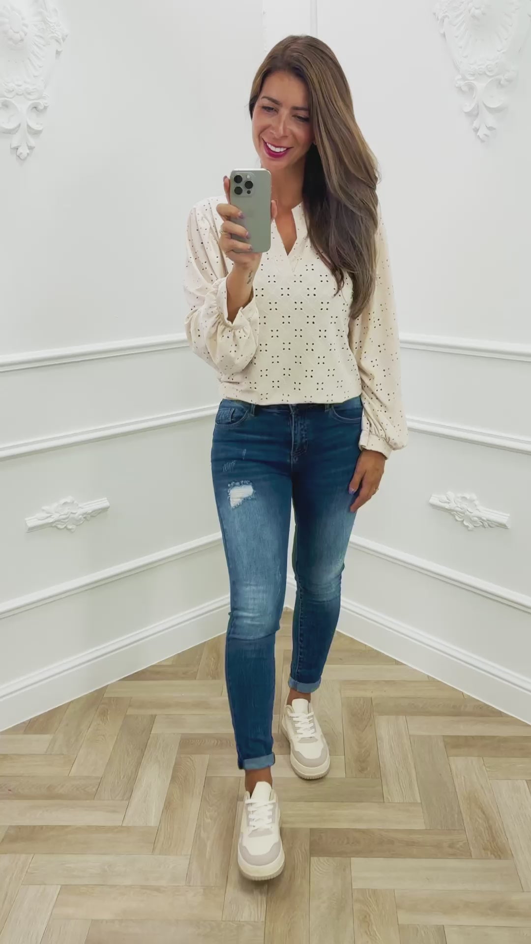 Broderie Top Beige