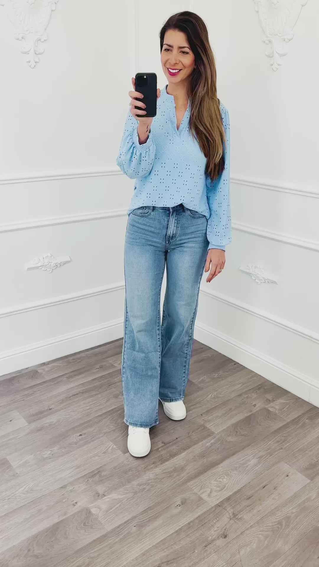 Embroidery Top Light Blue