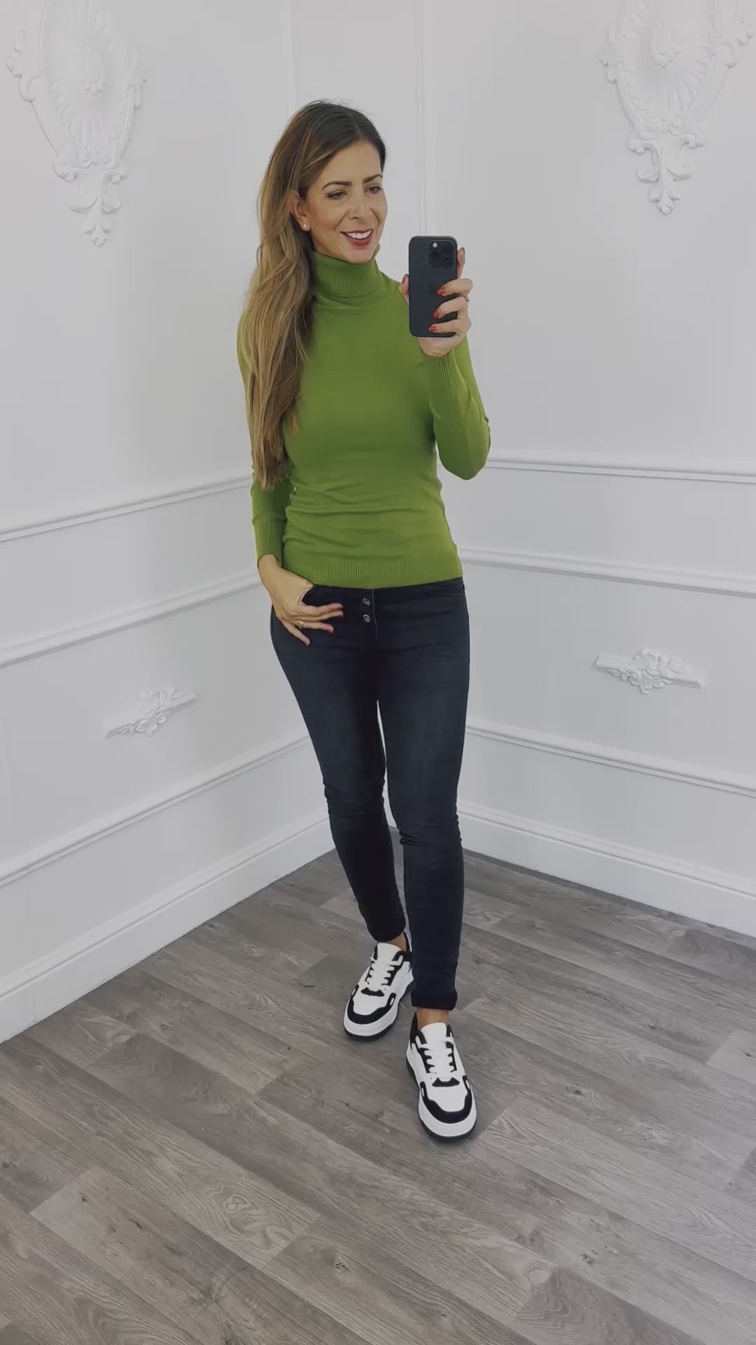 Pull Col Roulé Olive