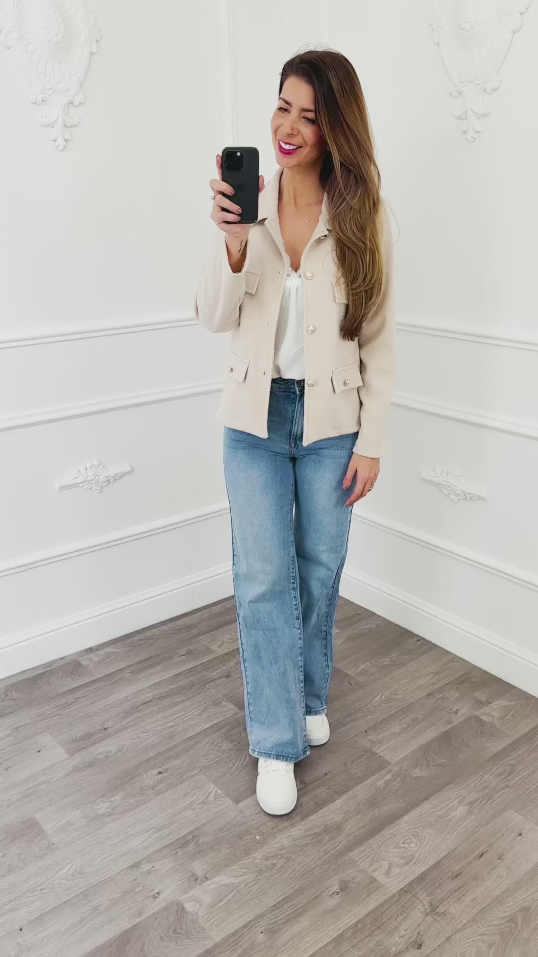 Bouclé Blouse Beige