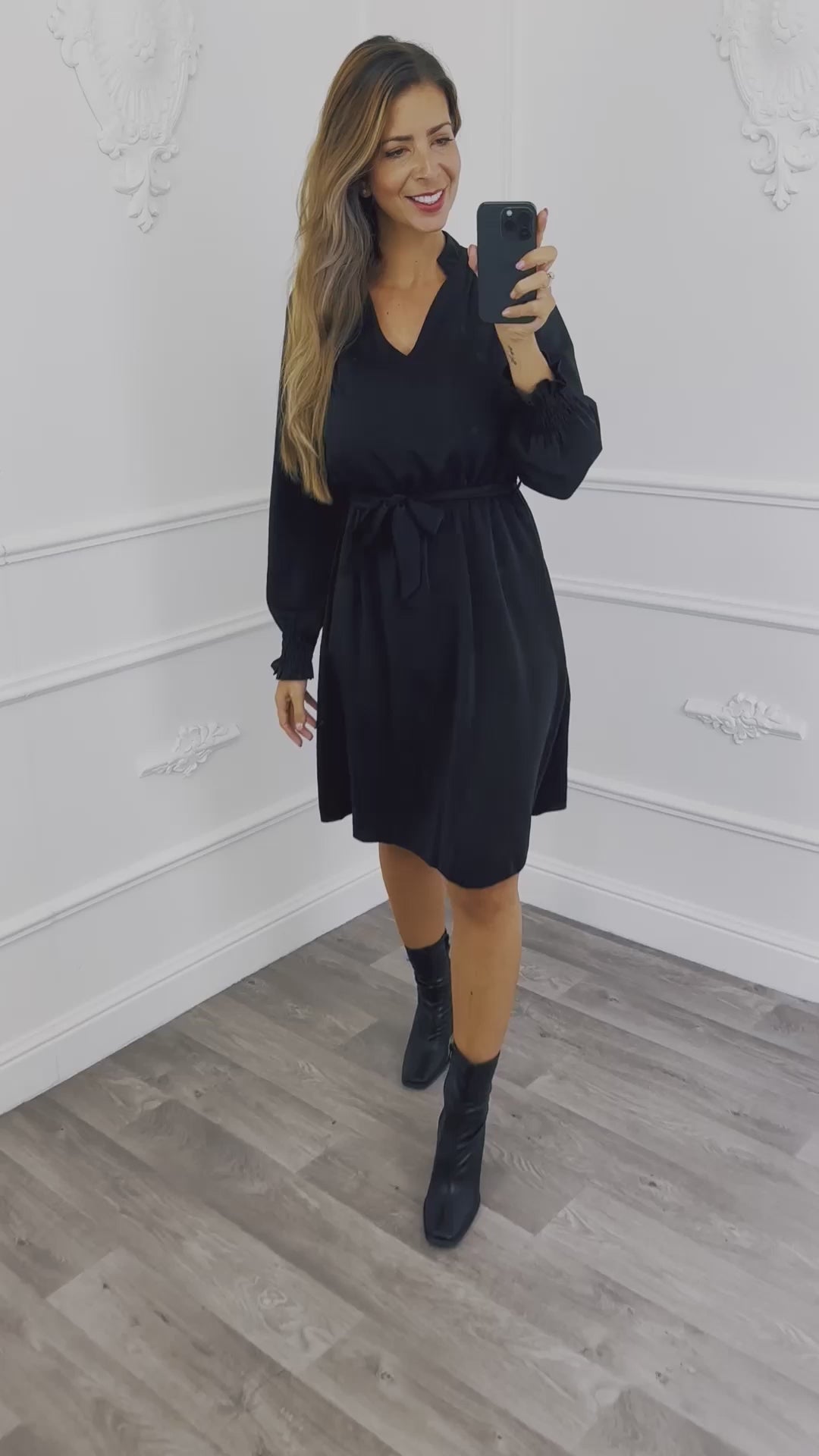 Robe Basique Smockée Noir