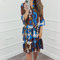 Print Ibiza Dress Cobalt