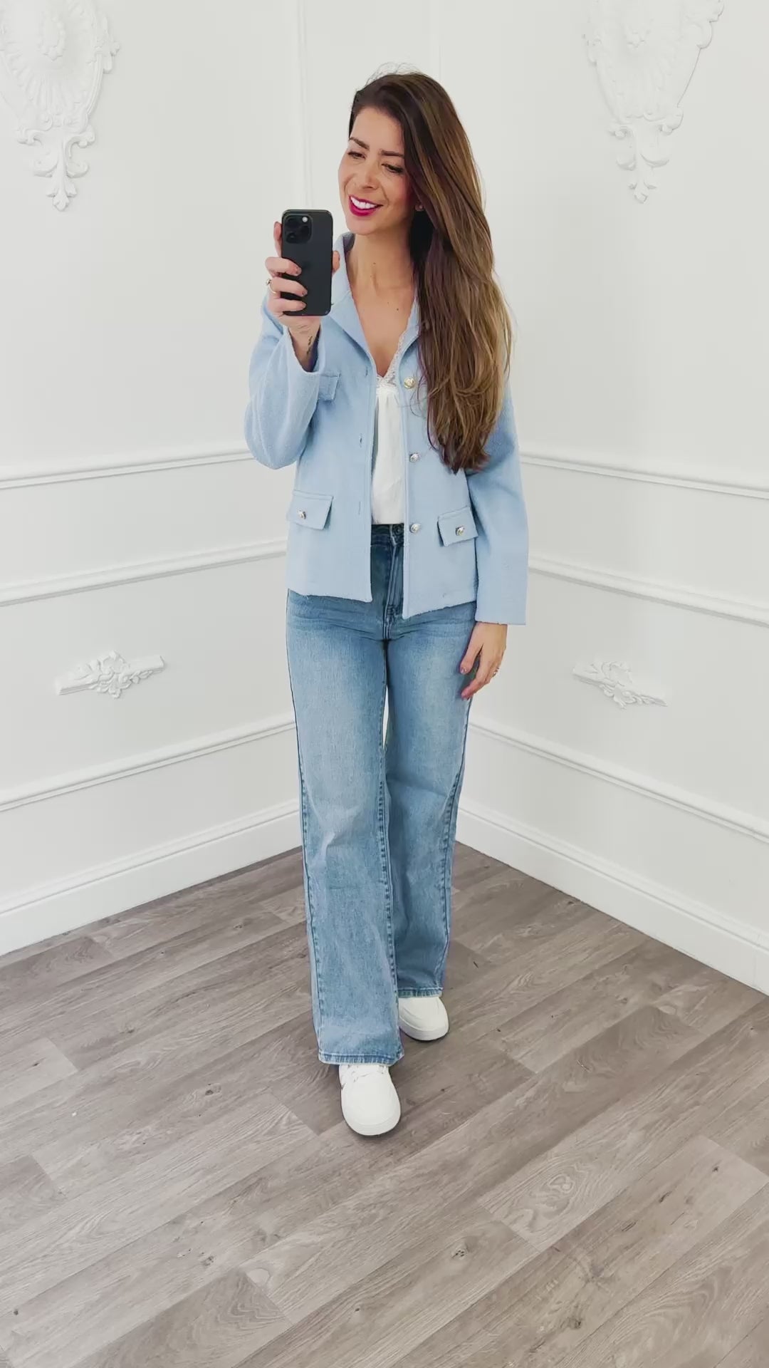 Bouclé Blouse Blauw