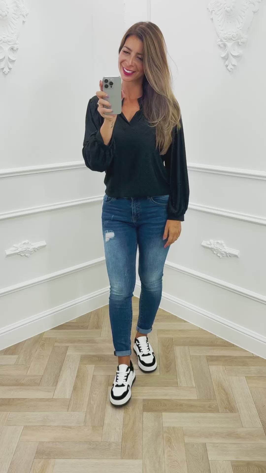 Embroidery Top Black
