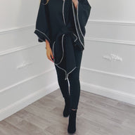 Poncho Strik Zwart