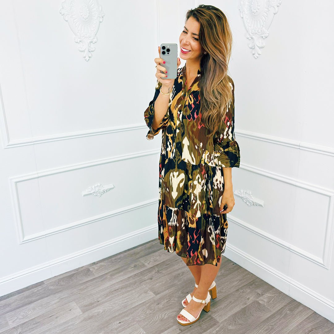 Print Ibiza Dress Army - BlushFashionstore