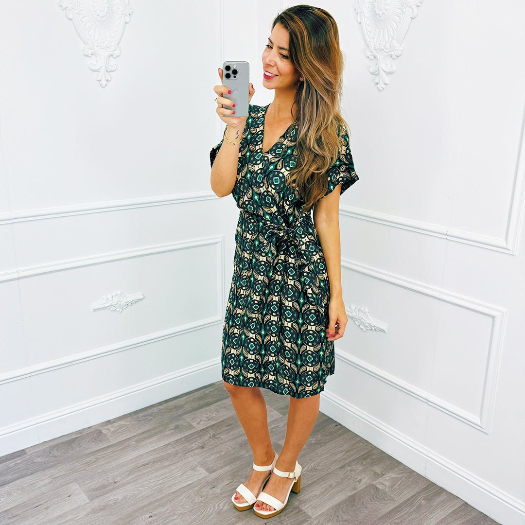 Print Knoop Dress Groen - BlushFashionstore