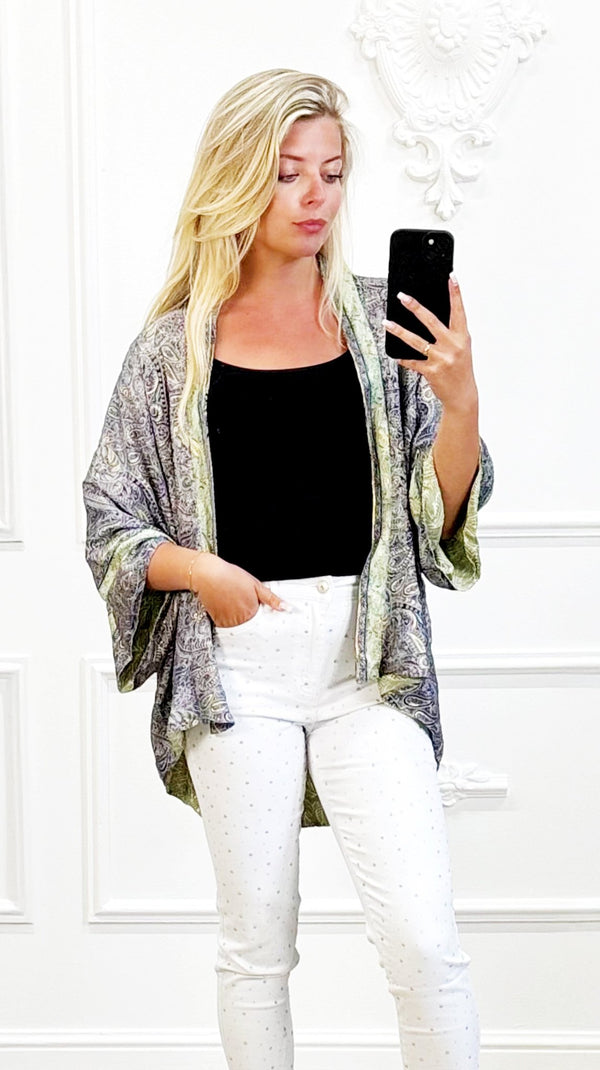 Reversible Zijde Kimono Groen - BlushFashionstore