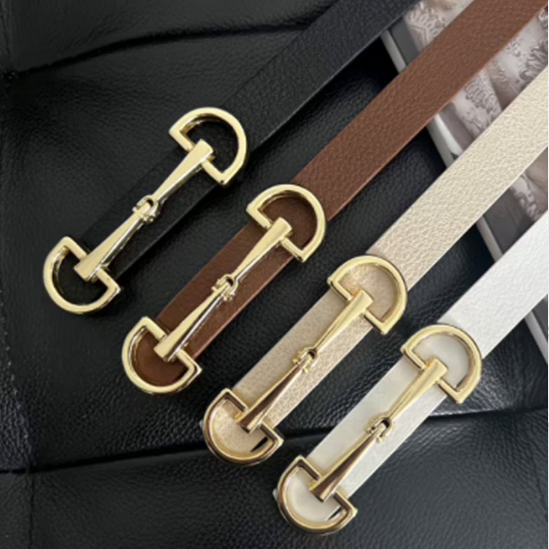 Bruine leren damesriem met gouden gesp – modieus accessoire van Blush Fashionstore