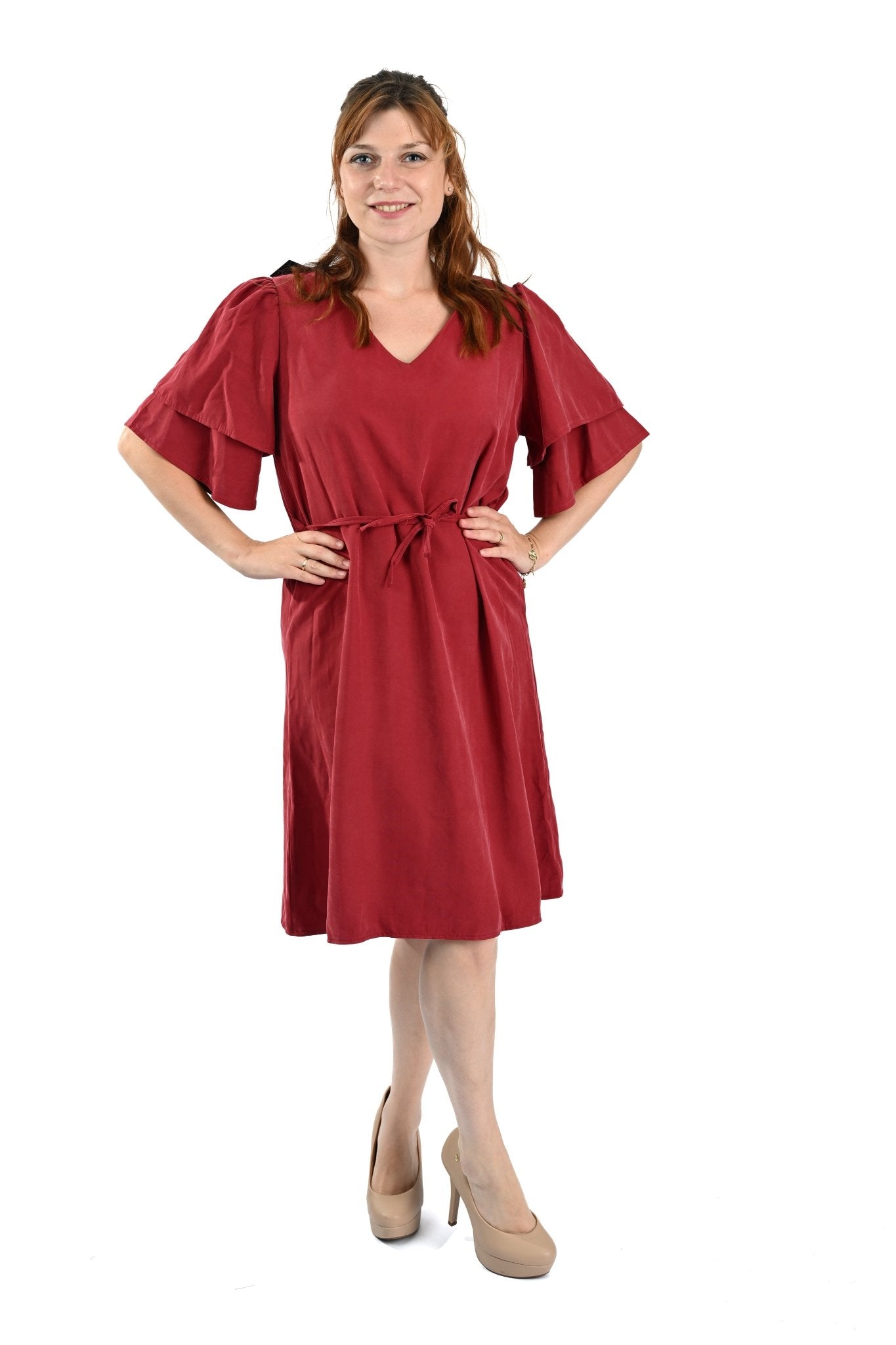 Rode Jurk met Strikceintuur – Chique & Comfortabel - BlushFashionstore