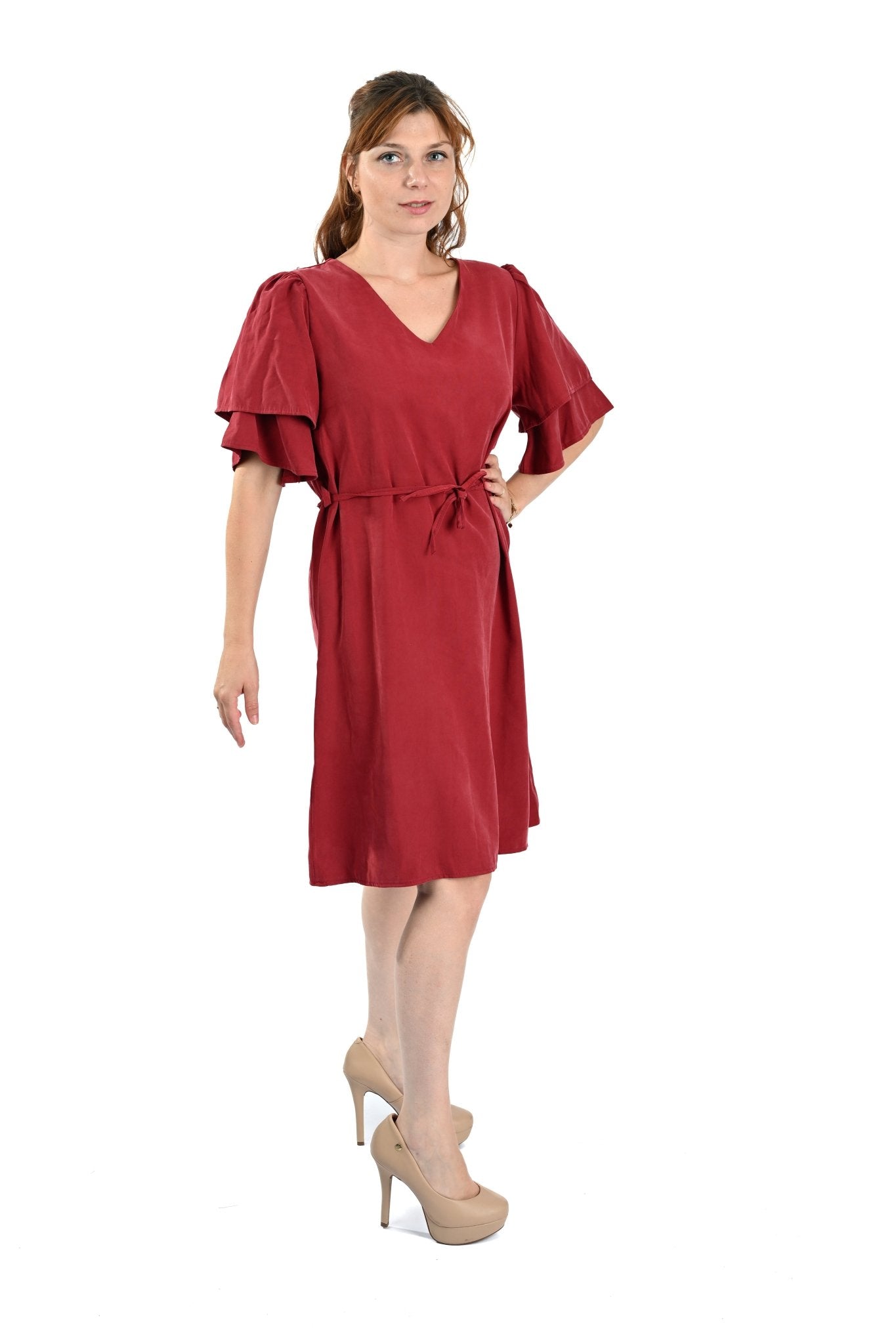 Rode Jurk met Strikceintuur – Chique & Comfortabel - BlushFashionstore