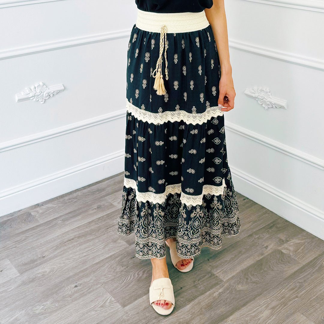 Rok Barok Zwart - BlushFashionstore