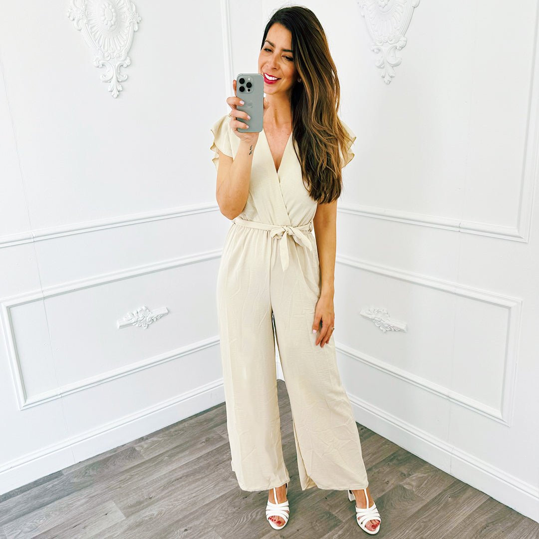 Ruffel Jumpsuit Beige - BlushFashionstore