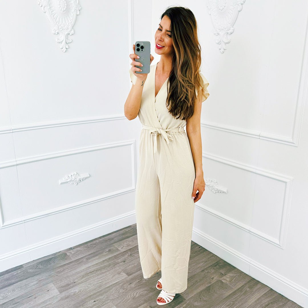 Ruffel Jumpsuit Beige - BlushFashionstore