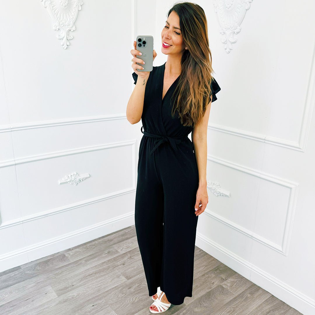 Ruffel Jumpsuit Zwart - BlushFashionstore