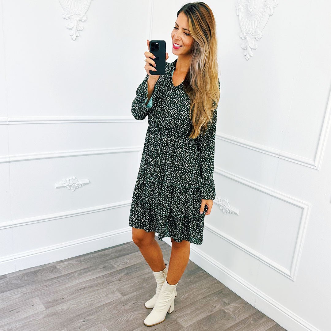 Ruffel Jurk Autumn Smaragd - BlushFashionstore