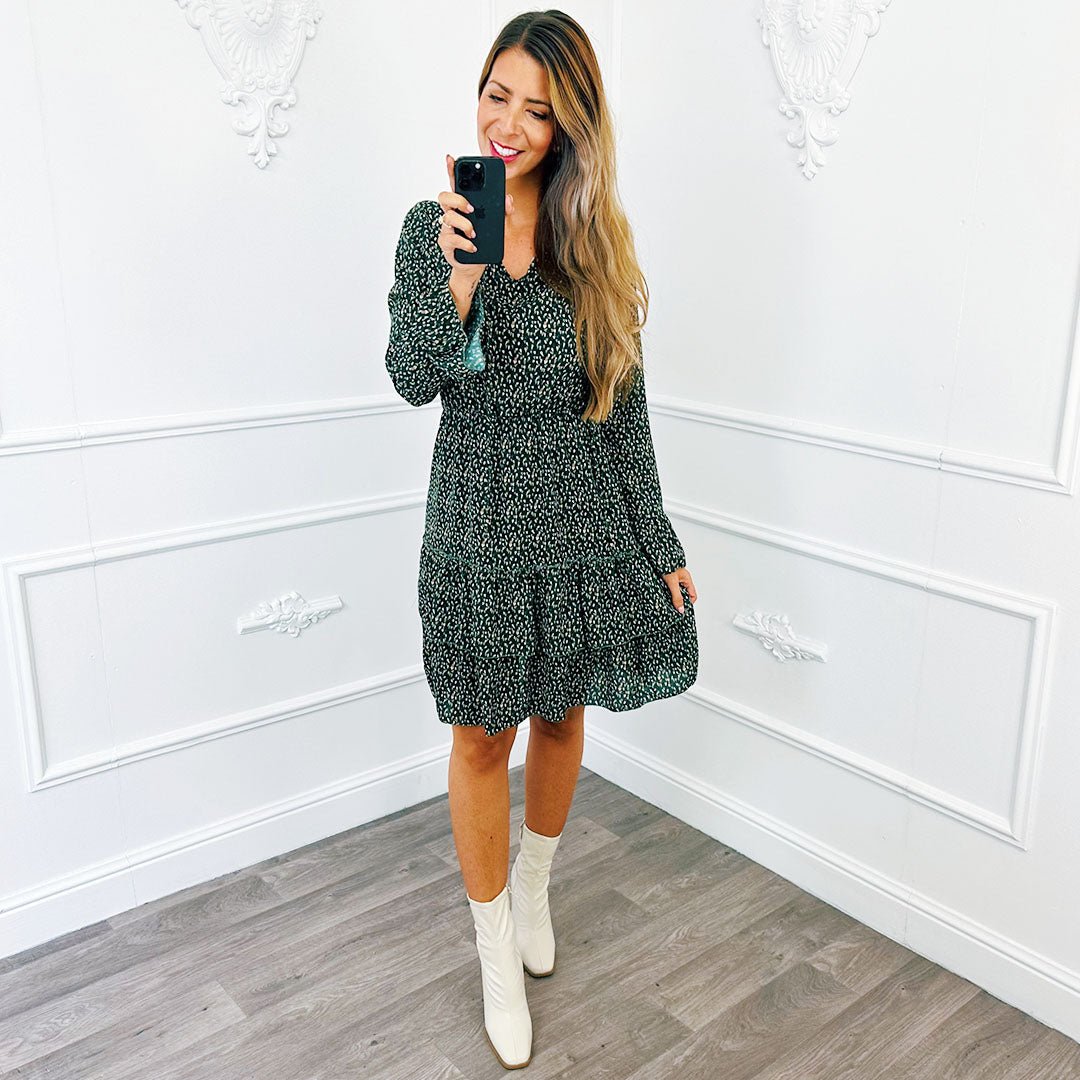 Ruffel Jurk Autumn Smaragd - BlushFashionstore