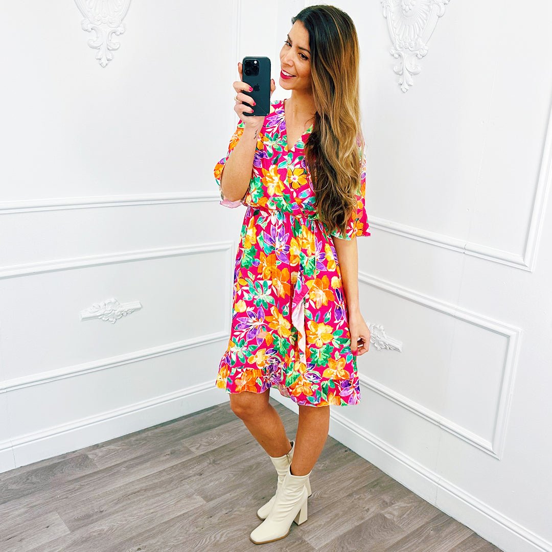 Ruffel Jurk Lelie Fuchsia - BlushFashionstore