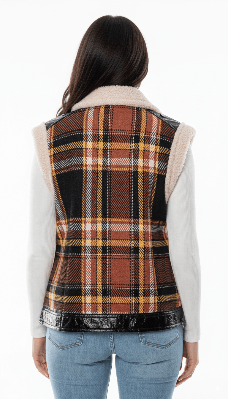 Ruit Gilet met Teddyvoering – Mouwloos Dames Vest - BlushFashionstore