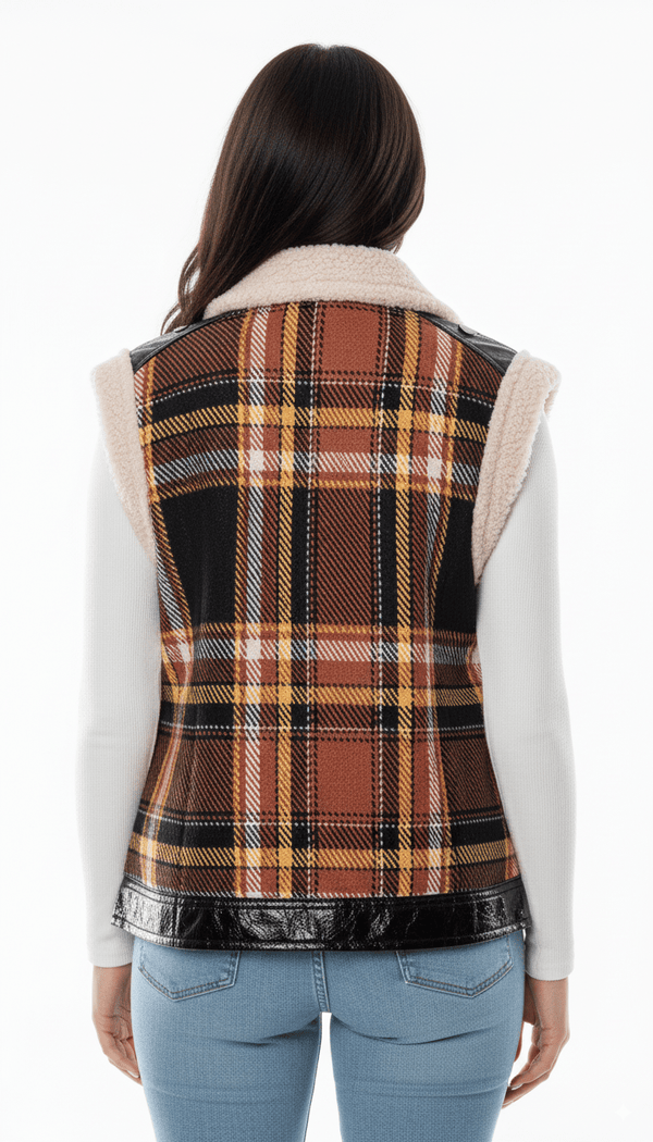 Ruit Gilet met Teddyvoering – Mouwloos Dames Vest - BlushFashionstore