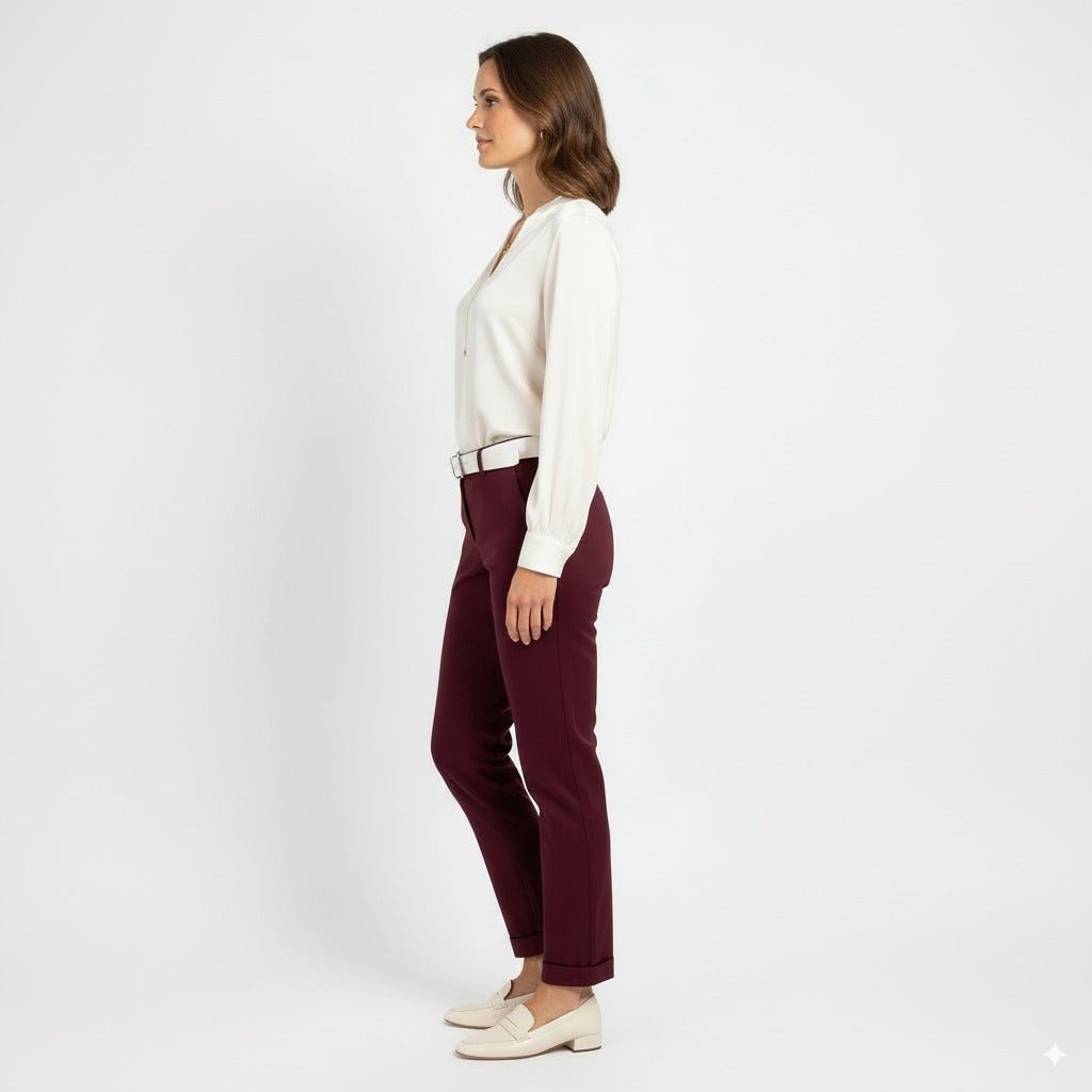 Stretch Chino Bordeaux – Comfort en stijl in één - BlushFashionstore