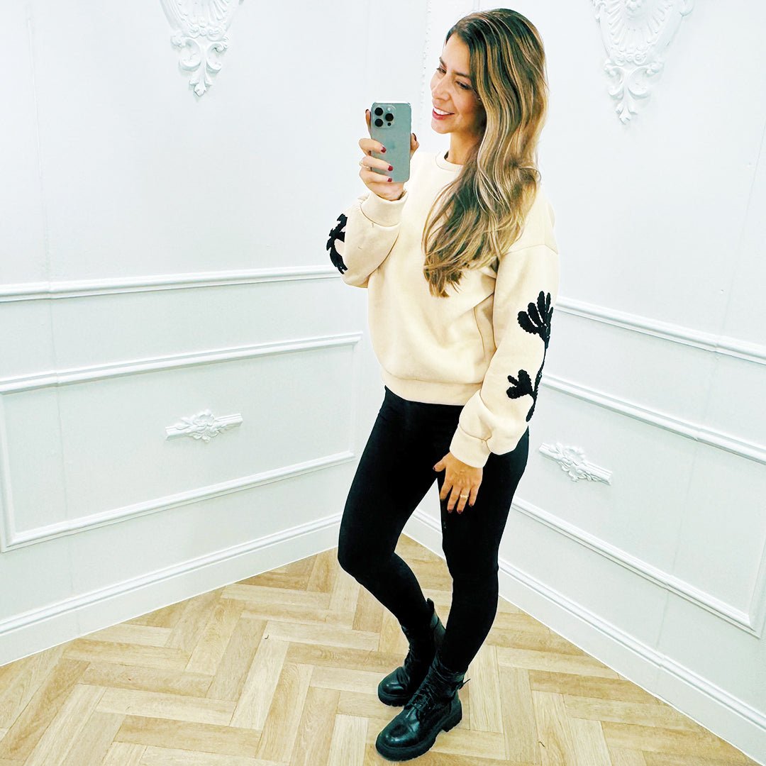 Sweater Bloem Beige - BlushFashionstore